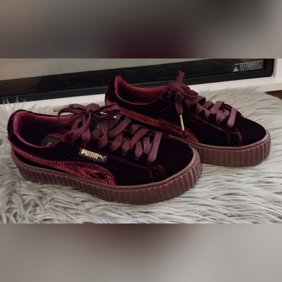 Brand New Burgundy velvet Puma Fenty X by Rihanna size women's 6.5 - Picture 8 of 8